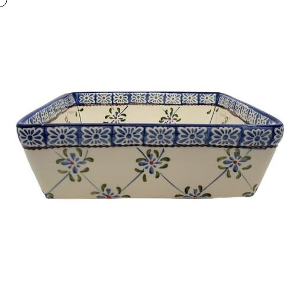 Tara Temp-tations Presentable Ovenware Floral XL Pan Dish Square Blue 2.5 Qt